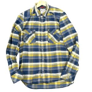Iron‎ And Resin Plaid Long Sleeve Snap Button Shirt Men’s size Large Cotton